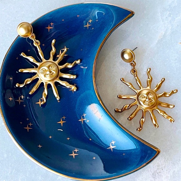 Park Lane ☀️ SUNNY DAYS Earrings Retro Sun Rays Matte Gold Tone NWT - Picture 4 of 10